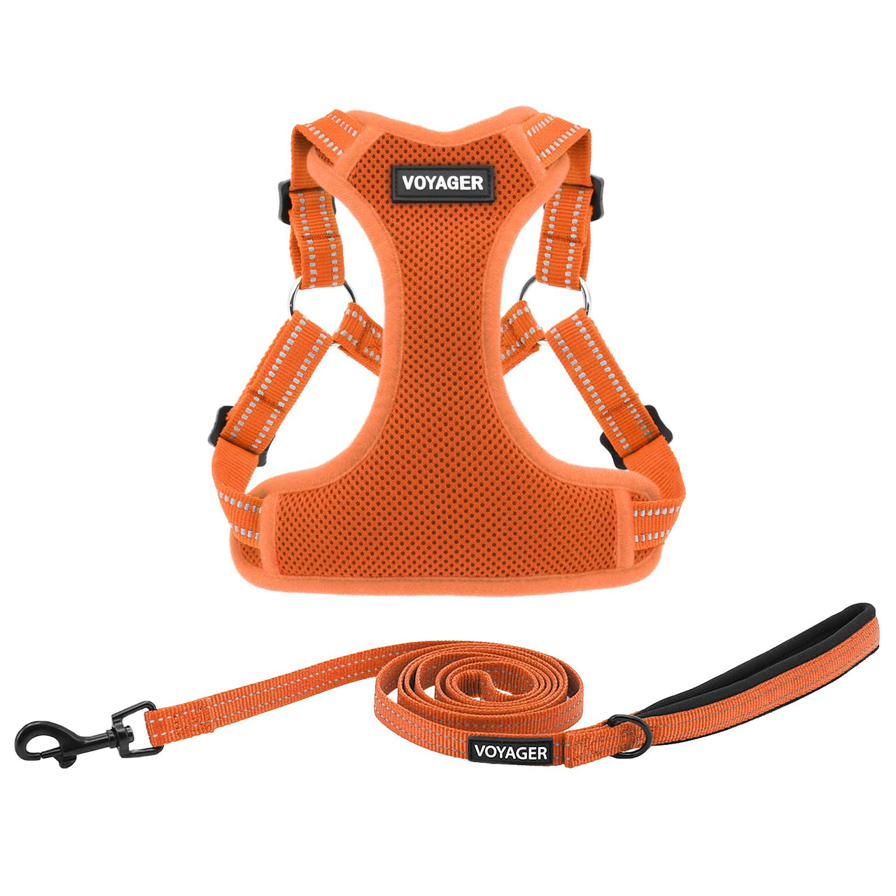Best Pet Supplies Voyager Adjustable Dog Harness Leash Set with Reflective Stripes for Walking Heavy-Duty Full Body No Pull Vest with Leash D-Ring, Breathable All-Weather - Harness (Orange), XS Harness Leash Set (Orange) XS (Chest: 13 - 16")