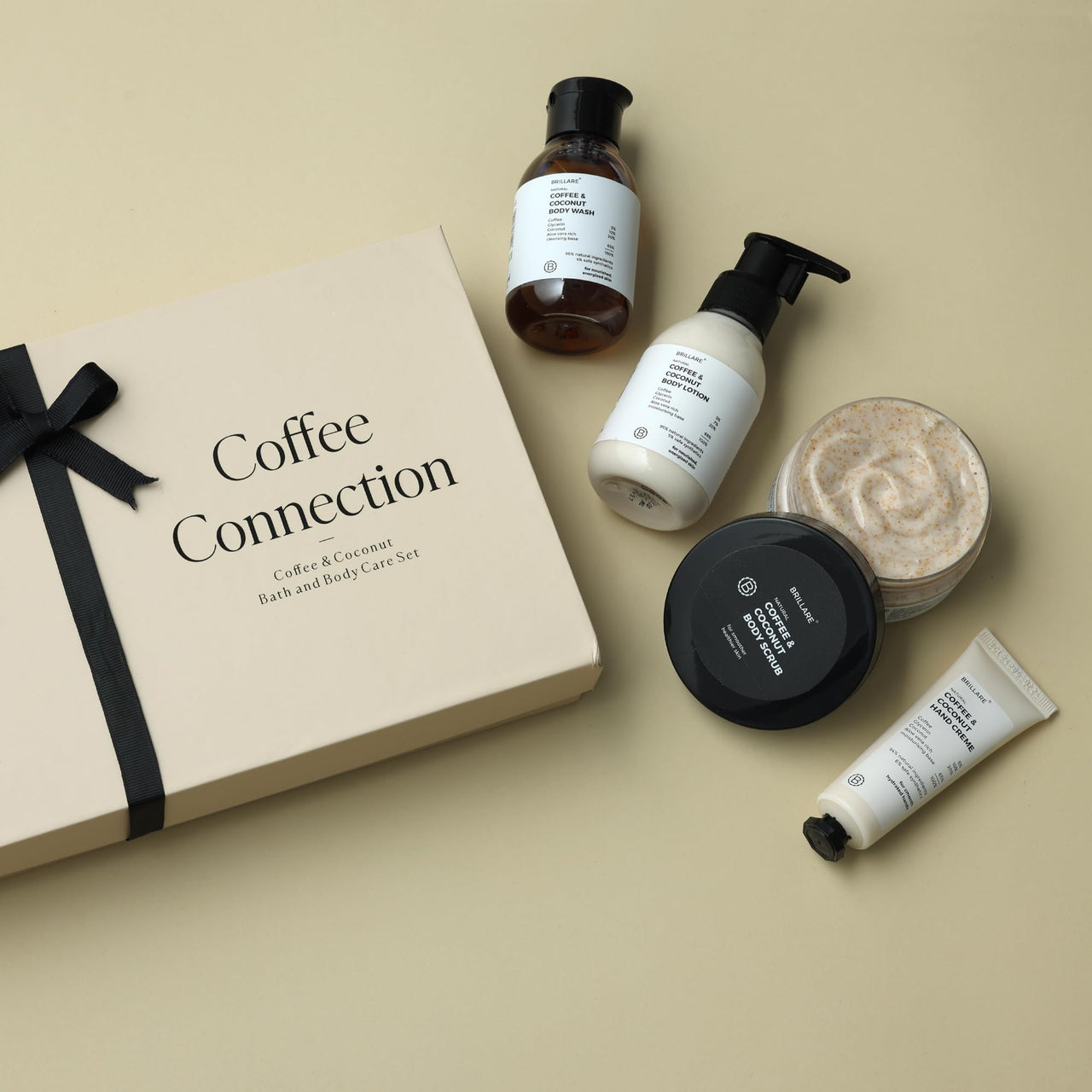 Brillare Coffee Connection Gift Box | Face Wash, Body Wash, Face Scrub, Body Scrub | Perfect Gift For Special Occasions (Pack of 4)