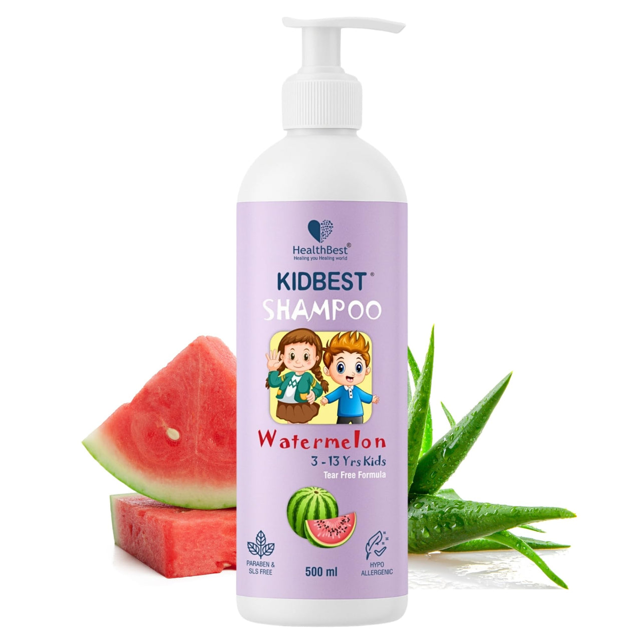 HealthBest Kidbest Hair SHAMPOO for Kids | Extra Nourishing | Dry & Damaged to normal Hair | Tear, Paraben, SLS free | 500ml