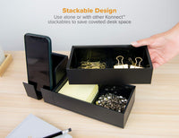 Bostitch Office Konnect Desk Organizer Accessory Tray, Wide, Stacks for Desktop Storage, Black Wide Accessory Tray