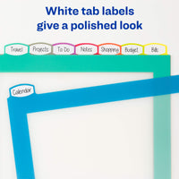 Avery Ultralast Big Tab Plastic Dividers for 3 Ring Binders, 8-Tab Set, Multicolor with White Labels, 1 Set (24901) 8 tab