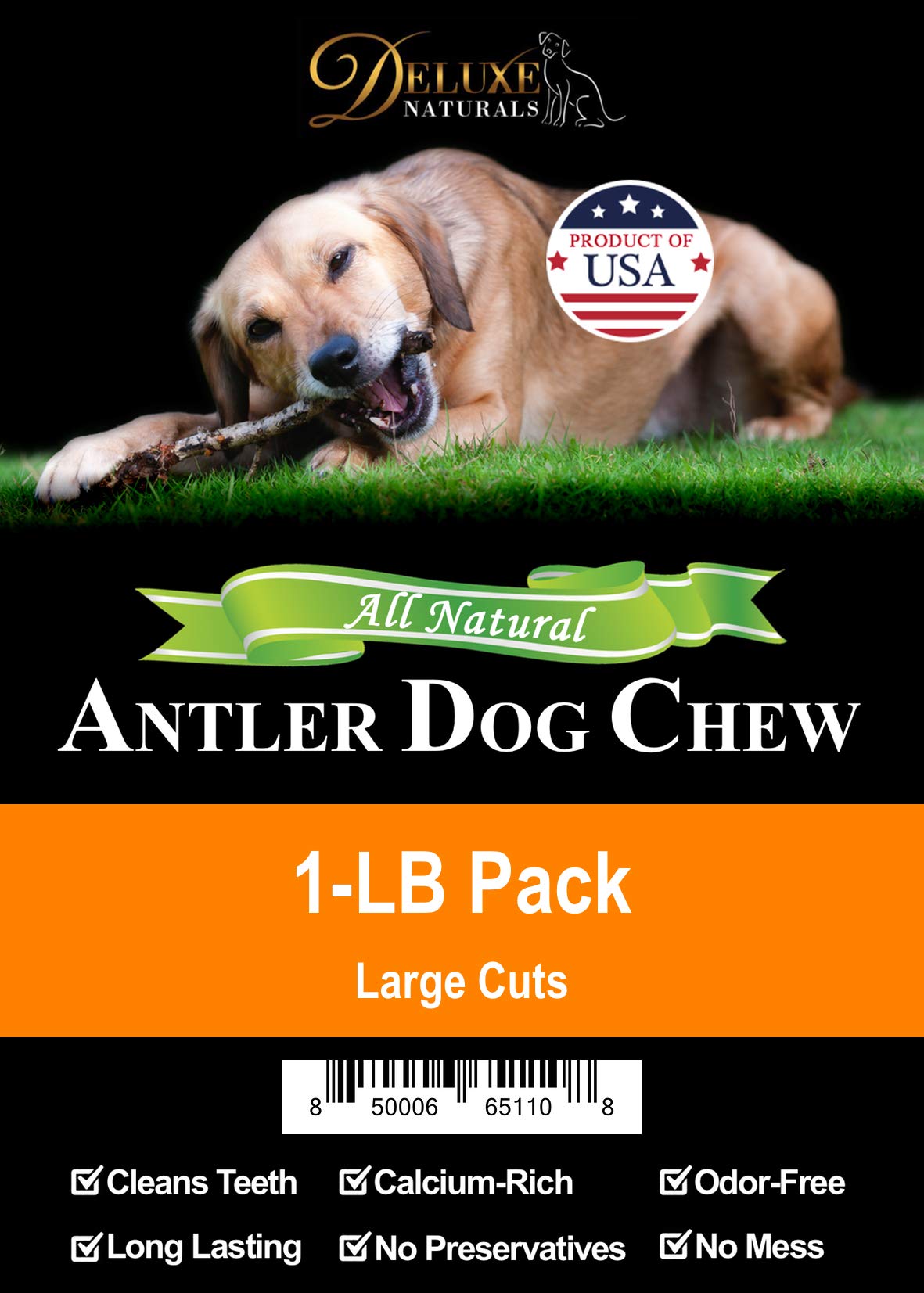 Elk Antler Chews for Dogs | Naturally Shed USA Collected Elk Antlers | All Natural A-Grade Premium Elk Antler Dog Chews | Product of USA, 1-LB Large Cuts Large (Pack of 1-LB)