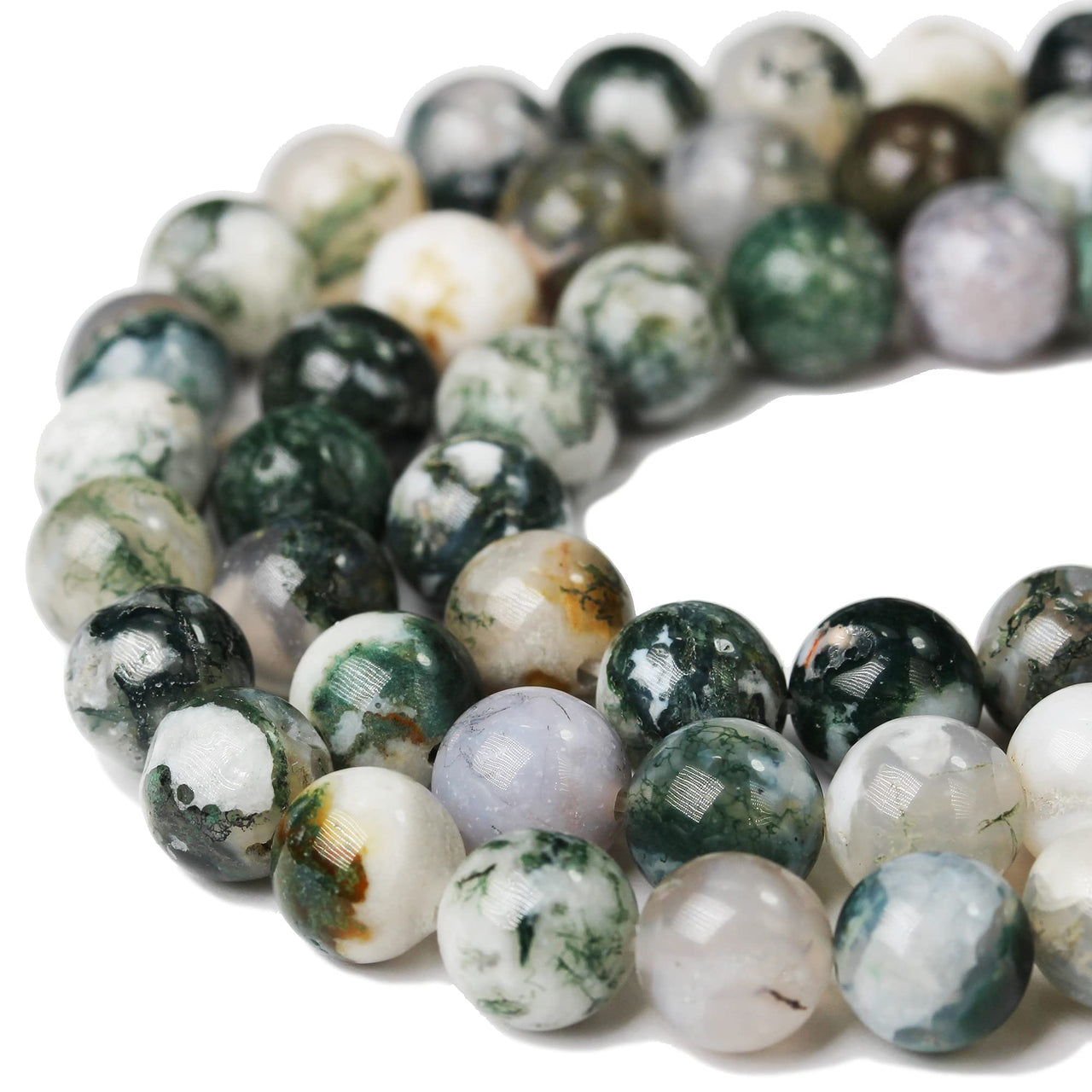 Agate Natural Gemstone Beads for Making Jewellery Energy Healing Crystals Jewelry Chakra Crystal Jewelry Beading Supplies Tree Agate 10mm 15.5inch About 36-40 Beads