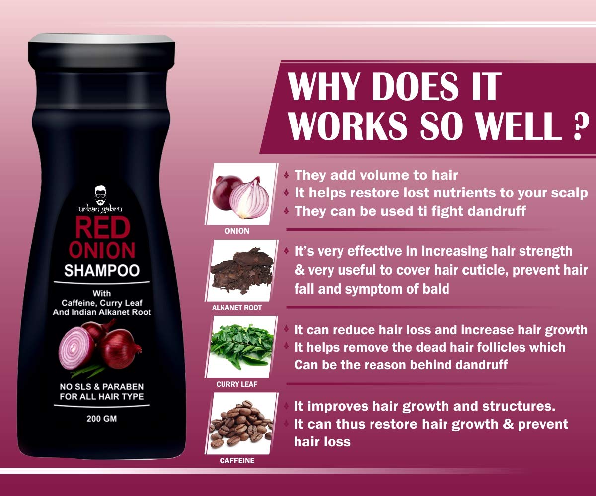 UrbanGabru Onion Shampoo For Hair Growth & Hairfall Control - Paraben & Sulphate Free, 200 g & UrbanGabru Charcoal Face Wash With Apple Cider Vinegar For Pimple/Acne Control and Clear Glowing Ski