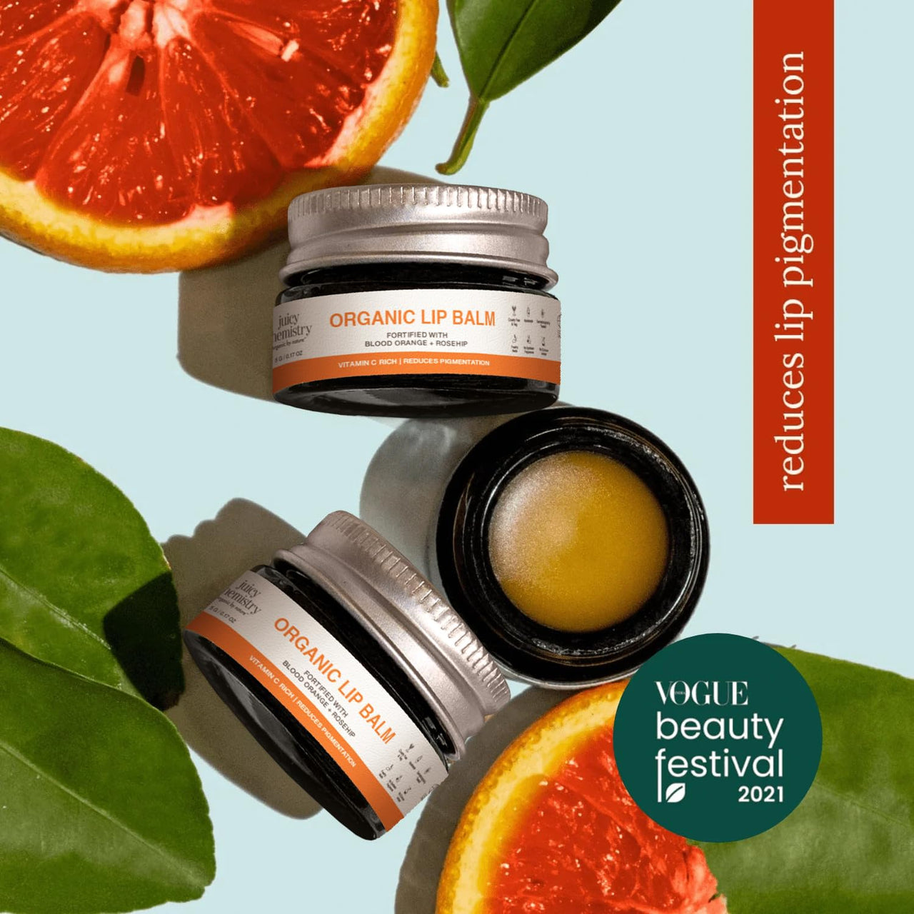 Juicy Chemistry Blood Orange & Rosehip Lip Balm, 5 G |Enriched with Natural Ceramides to Hydrate, Moisturise & Reduce Pigmentation|Formulated with Organic Castor Oil, Jojoba Oil and Vitamin E