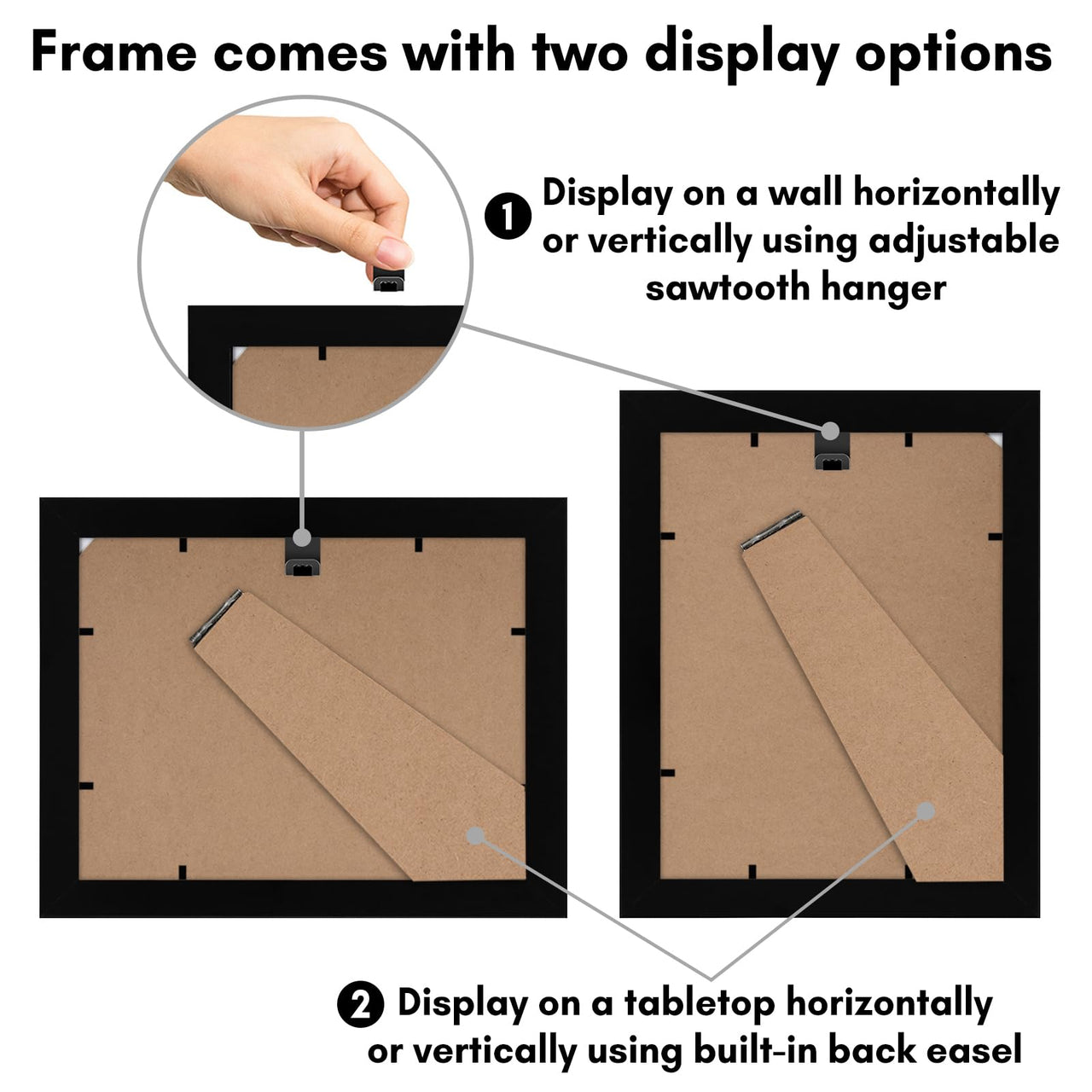 Americanflat 6x8 Picture Frame in Black - Engineered Wood Photo Frame with Shatter-Resistant Glass, Hanging Hardware, and Easel for Wall and Tabletop Display