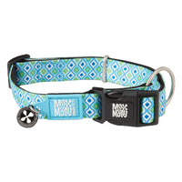 Max & Molly Soft Padded Neoprene Dog Collar w/Smart ID Gotcha! QR Pet Safety Tag, Durable, Waterproof, Anti-Stink, Machine Washable Collar for Dogs, Retro Blue Pattern, S