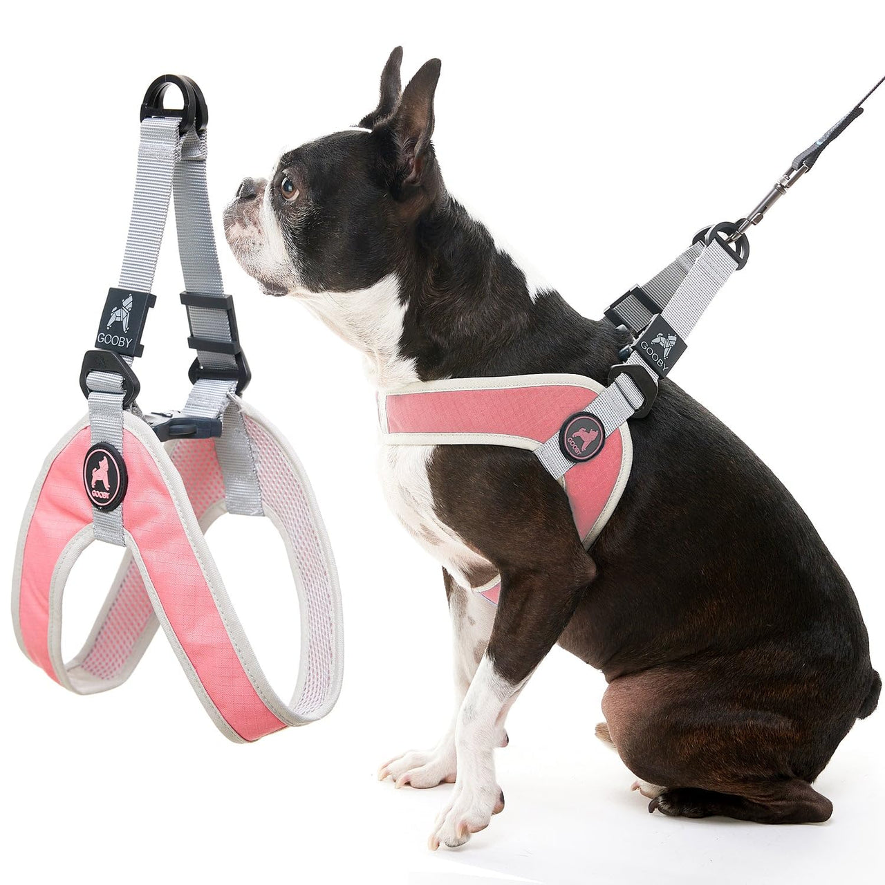 Gooby Simple Step in III Harness - Pink, Small - Small Dog Harness with Scratch Resistant Outer Vest - Soft Inner Mesh Harness for Small, Medium Dogs Small chest (14.25∼17")