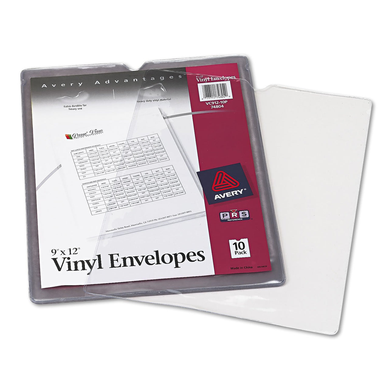 Avery File Envelopes, 9" x 12" Travel Document Organizer, Holds up to Sheets, 10 Clear Vinyl Envelopes (74804)