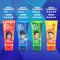 Set Wet Styling Hair Gel for Men - Casually Cool, 100gm | Medium Hold, High Shine | For Medium to Long Hair |No Alcohol, No Sulphate