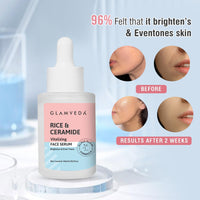 Glamveda Rice Water & Ceramide Vitalizing Serum Skin Barrier Building & Nourishing | For Dry, Sensitive & Combination skin | No Paraben, Sls | 30ml