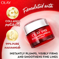 olay eye cream | Reduces Dark Circle, Wrinkles and Puffiness | With Peptides and Niacinamide | Normal, Oily, Dry & Combination Skin l Paraben & Sulphate free | 15ml (Collagen Peptide 24)