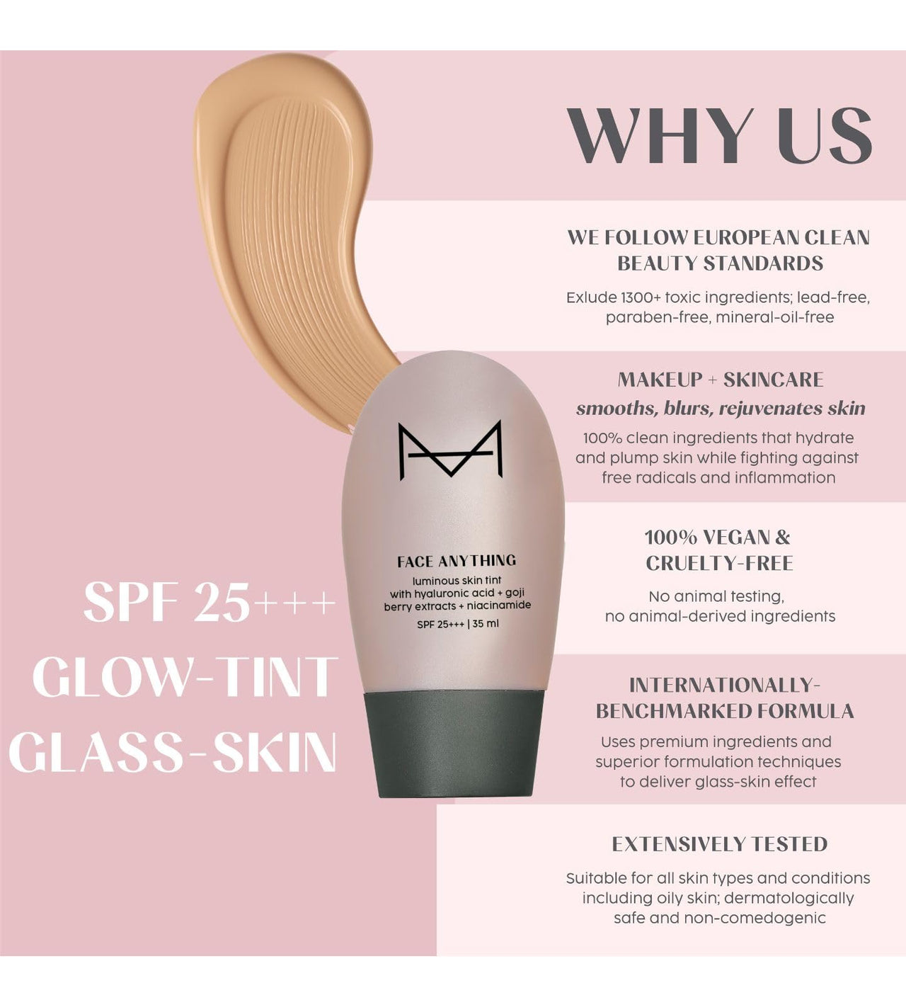 House Of Makeup Tinted Moisturizer | Face Skin Tint Foundation with Hyaluronic Acid, Niacinamide | BB Cream for Women & All Skin Type | Glowy, Dewy, Glass Look Makeup for Women | CC Cream | SPF 25 | 35 ml (L10-Light Skin Tone)