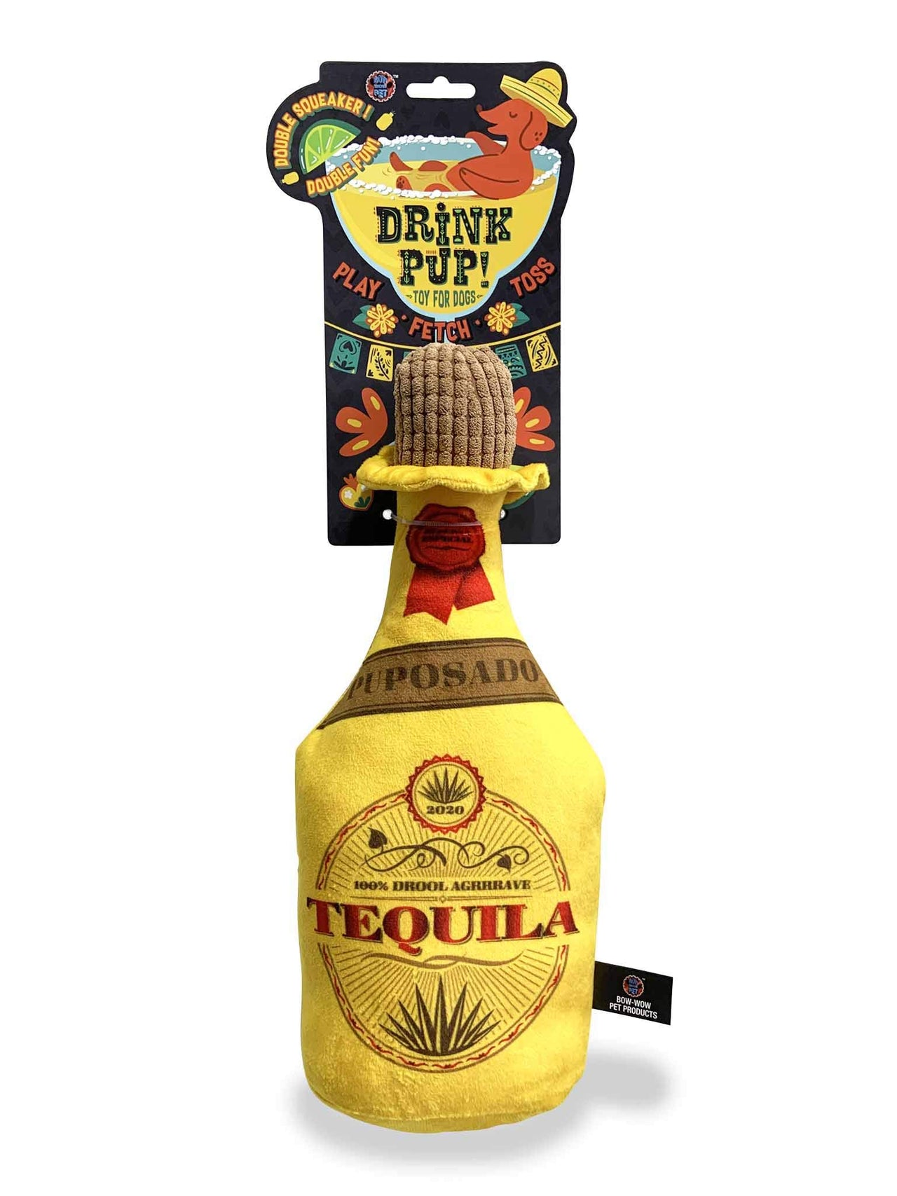 Bow Wow Pet Tequila Bottle Dog Toy Squeaky Plush One Piece Pet Teeth Teasing Toy (97677)