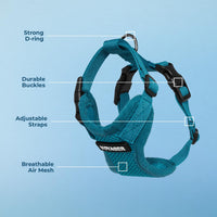 Voyager Step-in Lock Pet Harness - All Weather Mesh, Adjustable Step in Harness for Cats and Dogs by Best Pet Supplies - Turquoise, XS Harness (Turquoise) XS (Chest: 13 - 16