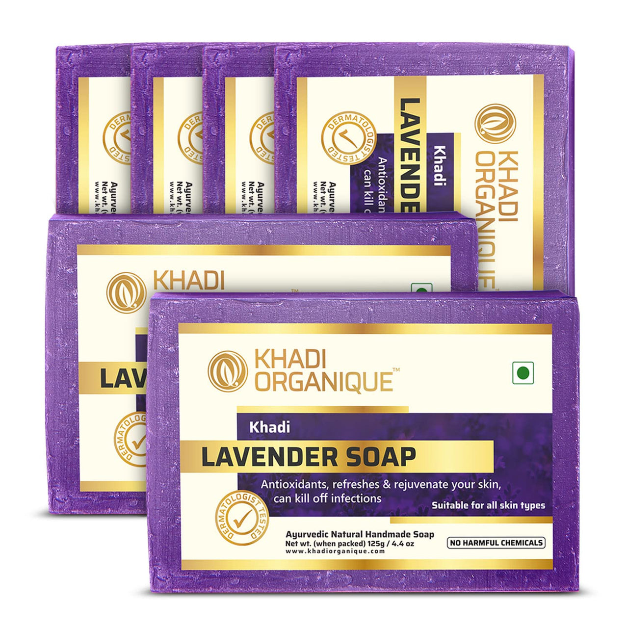 Khadi Organique Natural Herbal Pure Lavender Soap Pack of 6