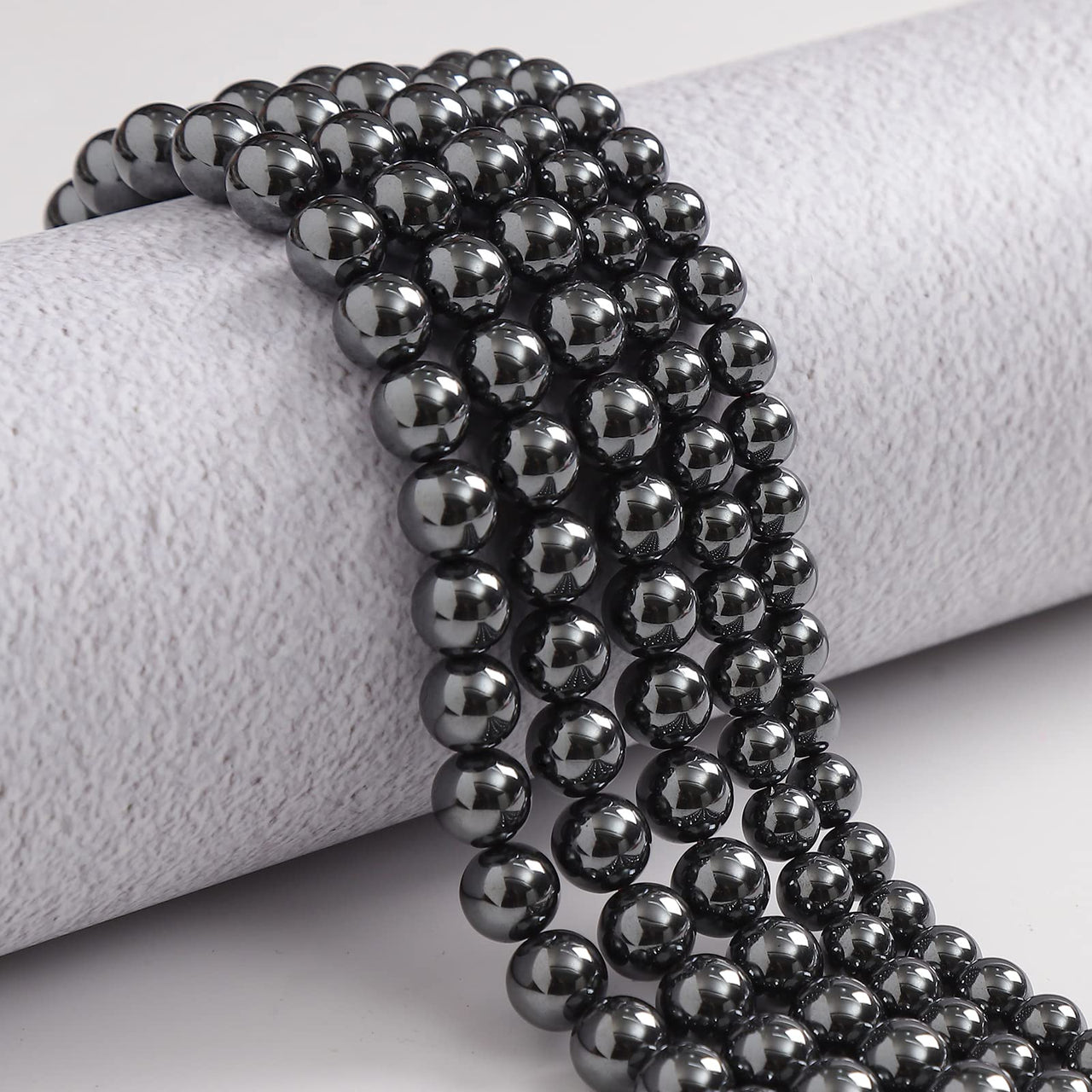 35pcs 10mm Natural Black Hematite Gemstone Beads Energy Healing Crystal Round Loose Stone Beads for Jewelry Making, DIY Bracelets Necklaces