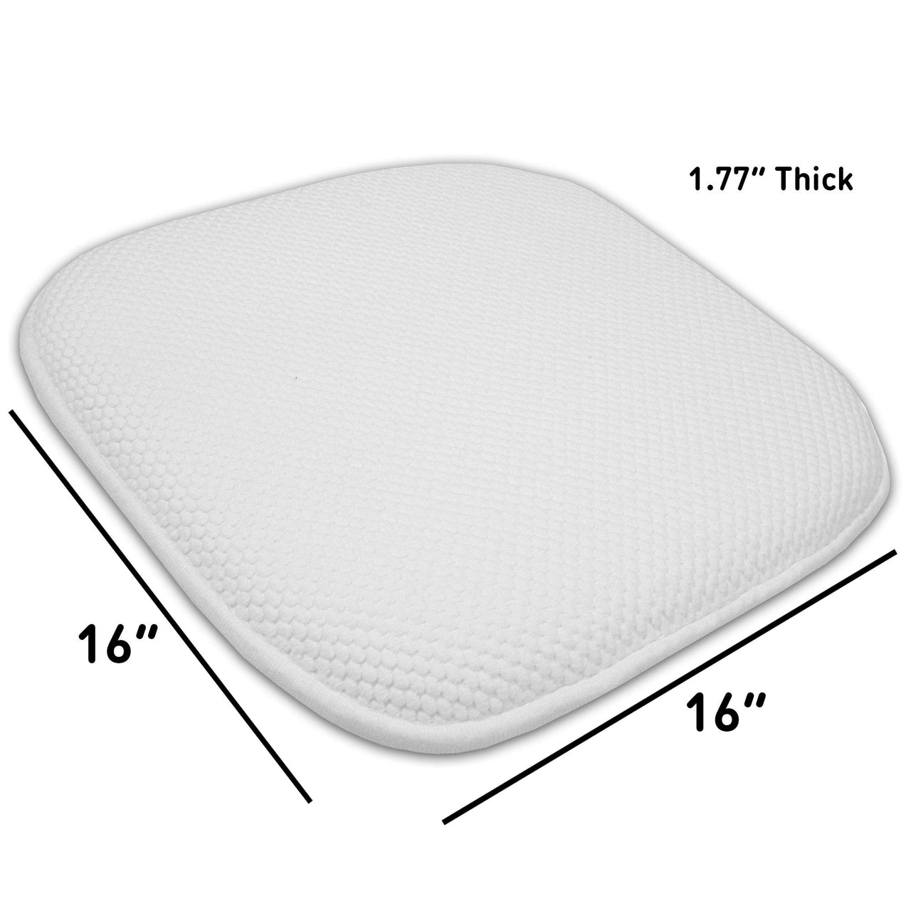 Sweet Home Collection Cushion Memory Foam Chair Pads Honeycomb Nonslip Back Seat Cover 16" x 16", 2 Pack, White