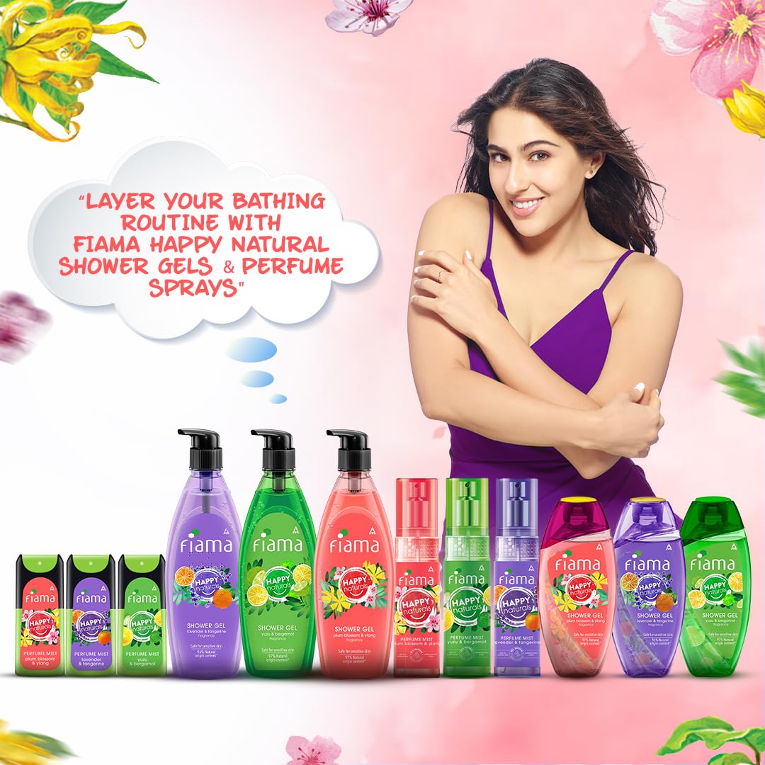 Fiama Happy Naturals Body Wash Shower Gel, Plum Blossom and Ylang, 500ml, Body Wash for Women & Men, 97% Natural Origin Content, Safe on Sensitive Skin Bodywash