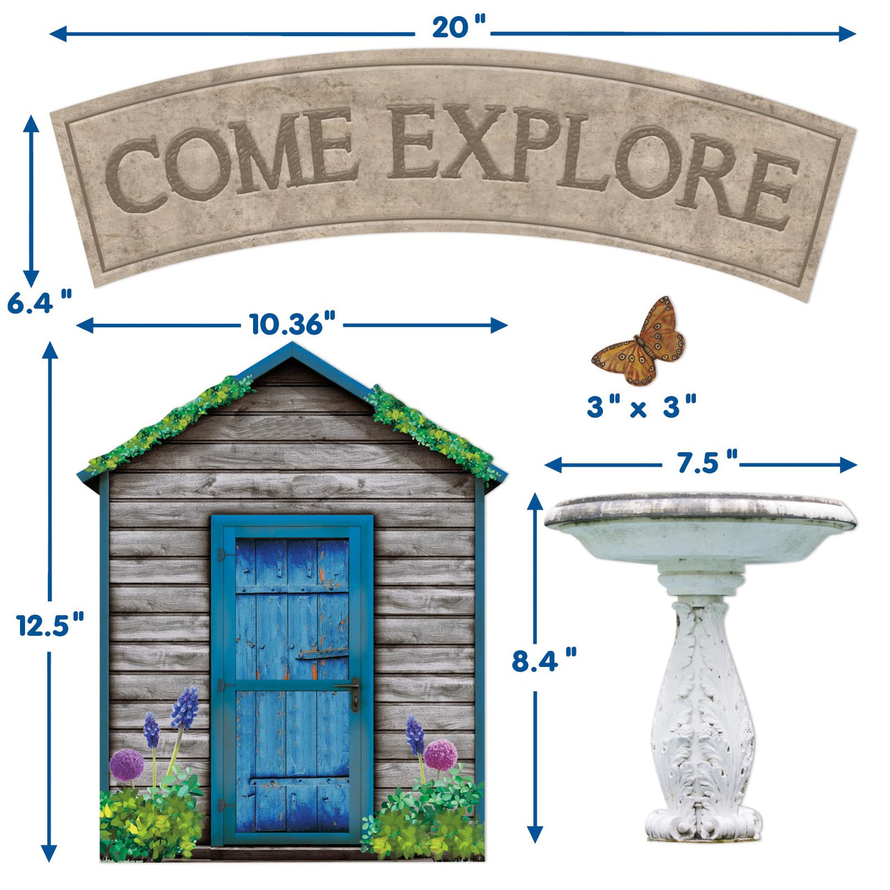 Eureka Curiosity Garden Gallery Wall Motivational Classroom Bulletin Board Set for Teachers, 26 Pieces