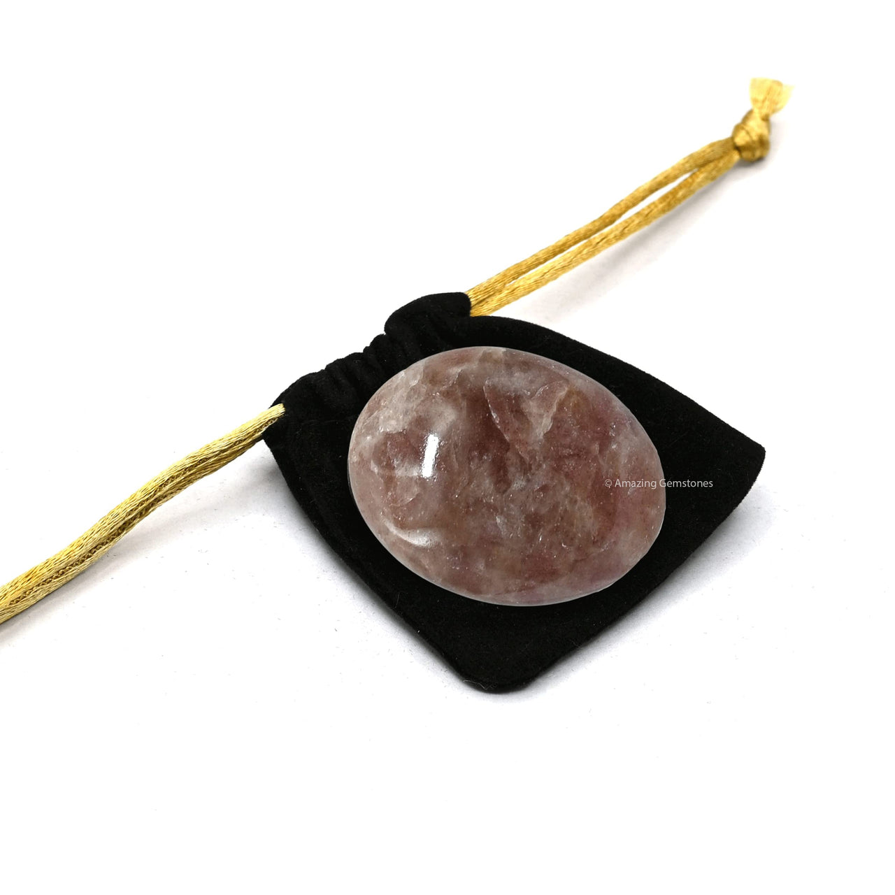 Strawberry Quartz Palm Stone - Hot Massage Worry Stone for Natural Body Chakra Balancing, Reiki Healing and Crystal Grid Strawberry Quartz
