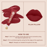 LoveChild Masaba Blurring Lip Tint, Plum Pillow (Maroon), Lightweight, Velvety Matte Finish, Hydrating Lip Color with Hyaluronic Acid, Squalane & Shea Butter, For All Indian Skin Tones, 8ml