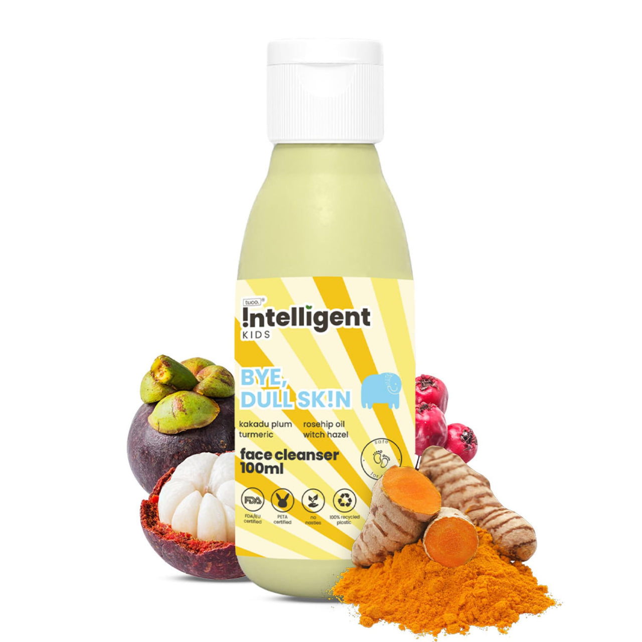 Tuco® Kids Face Wash | Perfect for Dull Skin | Infused with Turmeric, Kakadu Plum, Rosehip Oil, Safflower Oil, Witch Hazel | Ages 2-5, 4-10, 10-15, 5-10 Years | Paraben & Sulphate Free |100 ml-Pack of 1