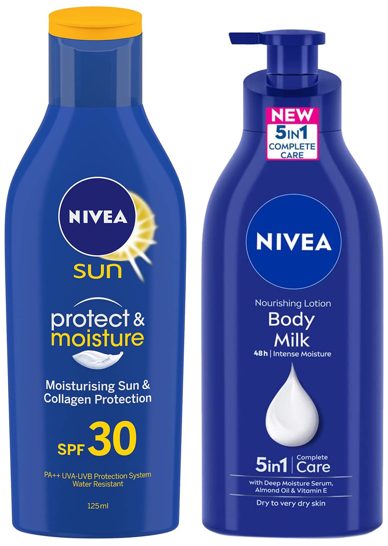 NIVEA Body Lotion for Very Dry Skin, 600 ml & NIVEA Sun Lotion, SPF 30, with UVA & UVB Protection, Water Resistant Sunscreen for Men & Women, 125 ml