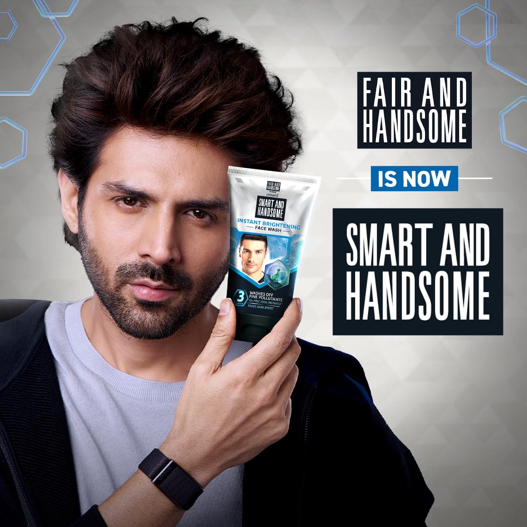 Smart And Handsome Instant Brightening Face Wash |Washes off Fine Pollutants*|Fades Dark Spots | Oil-Free Look, Instantly | Power of Niacinamide and Menthol | 150g