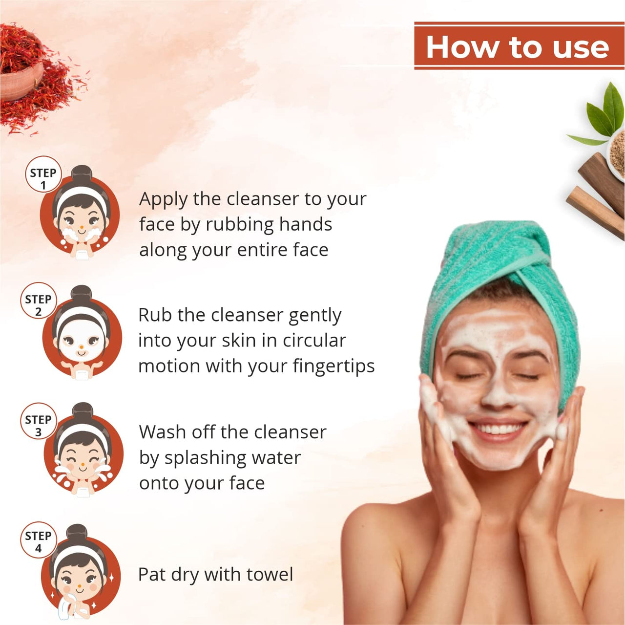 Globus Naturals Kesar Chandan Skin Lightening & Tan Removal Face wash, For Natural Glow & Spotless Skin, Suitable For All Skin Types, 75 ml (Pack of 5)