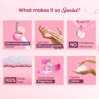 Dabur Gulabari Shower Gel-Damask Rose & Jojoba Oil - 250ml | Rose Extract Beads for Exfoliation | Damask Rose Fragrance | No Parabens & Silicones | 99% Pure Glycerine | 100% soap free body wash