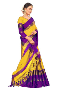 PAREVDEE Women's  Dobby Cotton Saree With Blouse Piece