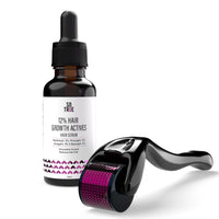 Sotrue Derma Roller 0.5mm with Hair Growth Serum 30ml | 540 Stainless Steel Needles | Derma Roller for Hair Growth & Thickening, Repair Damages with 12% Growth Actives (Black)