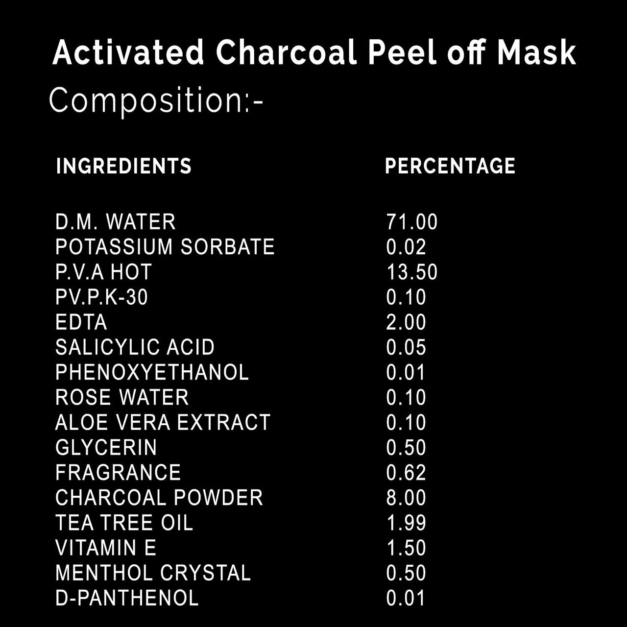 KAZIMA Activated Charcoal Peel Off Mask - Deep Cleansing | Blackheads Removal | Dead Skin Removal | Fights Pollution, 100 g