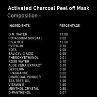 KAZIMA Activated Charcoal Peel Off Mask - Deep Cleansing | Blackheads Removal | Dead Skin Removal | Fights Pollution, 100 g