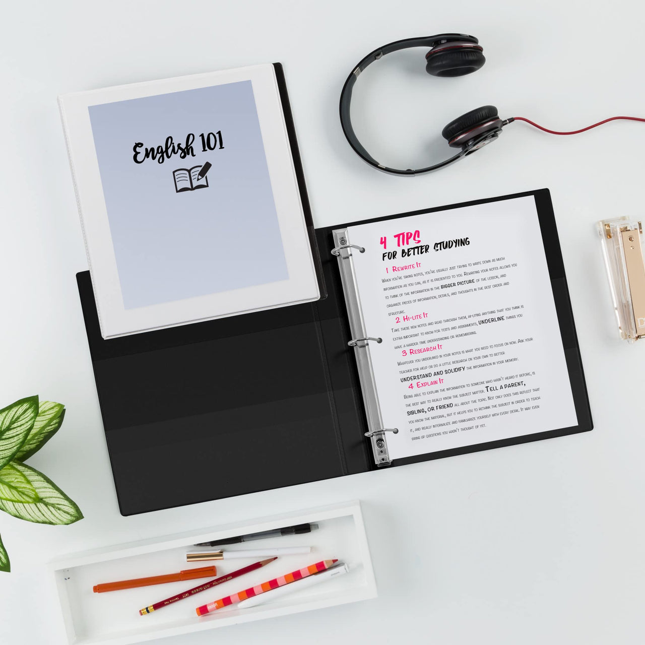 Avery Heavy-Duty Dual Color 3 Ring Binder, 1/2 Inch Slant Rings, White/Black View Binder (17880) .5"