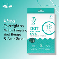 BAKE 2% Salicylic Acid Hydrocolloid Pimple Patches (72 Dots) | Absorbs Oil, Prevents Acne | Waterproof Patches | For Acne, Acne Marks, Acne Prone Skin - 72 Patches