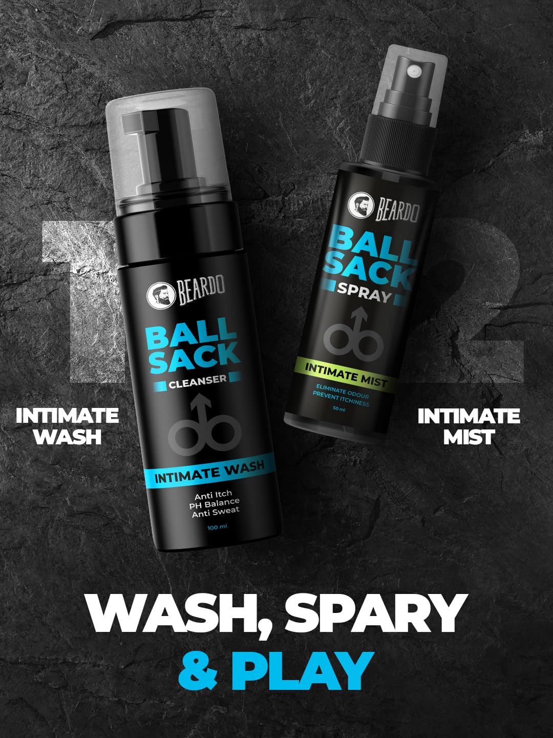 Beardo Ball Sack Intimate Wash For Men, 100ml | Prevent Odour, Itch, Sweating | No Dryness No Irritation | PH Balance Intimate Foaming Cleanser For Men