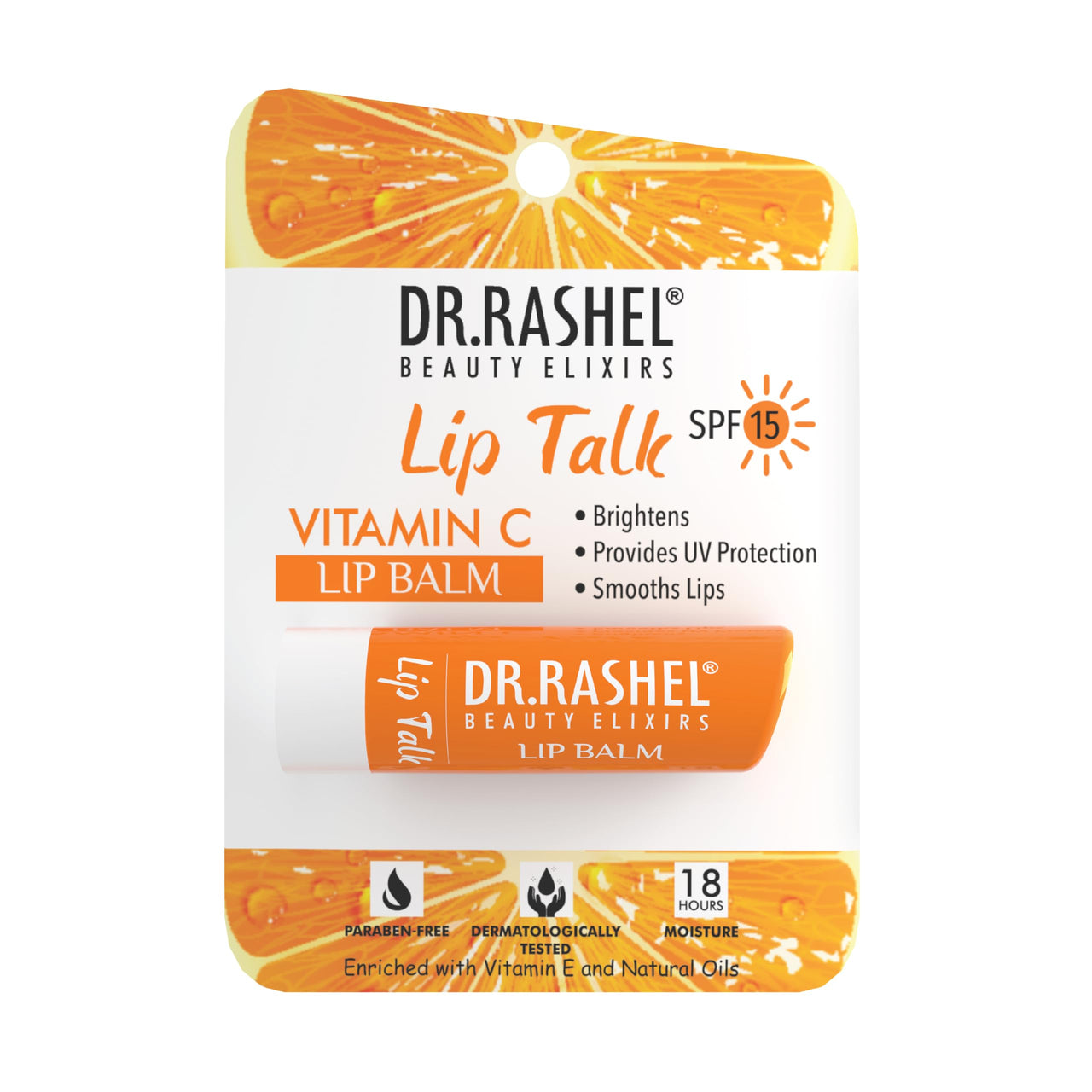 Dr.Rashel Vitamin C Nourishing Lip Balm - 4.5 gms – Tinted Lip Moisturizer for Dry and Chapped Lips, Enriched with vitamin E and Natural Oil, Intense Hydration and UV protection