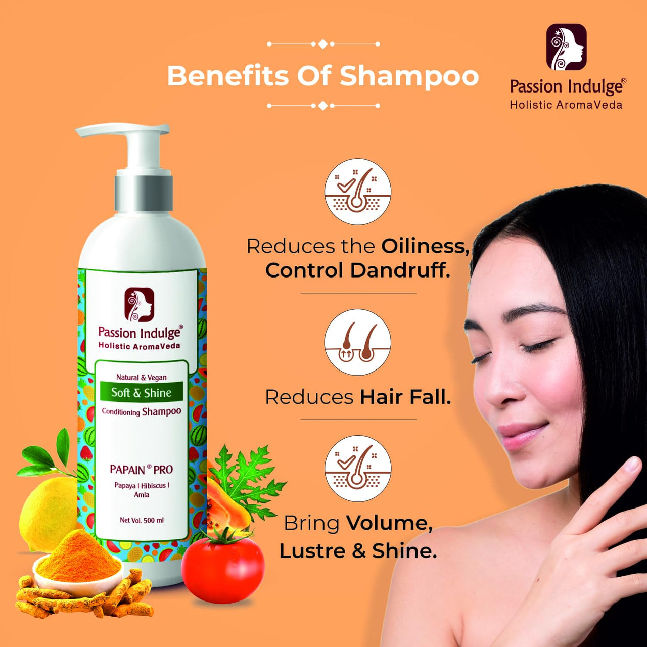 Passion Indulge Professional Hair Softening Conditioning Shampoo PAPAIN PRO - 500 ml | Suitable for All Type Hair