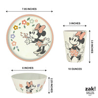 Zak Designs Disney Kids Dinnerware Set 3 Pieces, Durable and Sustainable Melamine Bamboo Plate, Bowl, and Tumbler are Perfect For Dinner Time With Family (Minnie Mouse) 8