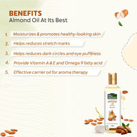 INDUS VALLEY Pure Natural & Organic Roghen Badam Sweet Almond Oil for Body,Hair & Skin (No Mineral Oil & Sulphate) - (200ml)