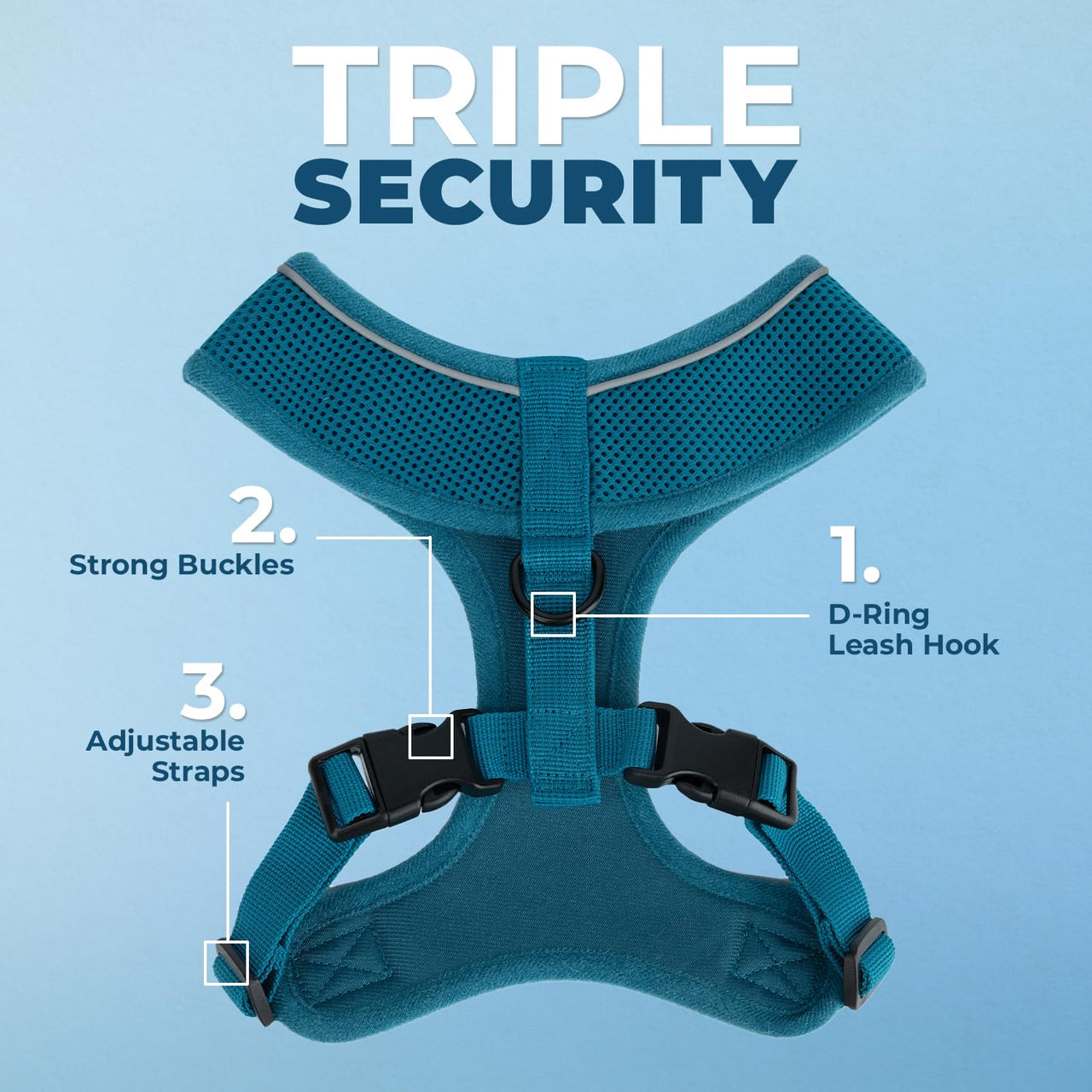 Aerolite No Pull Mesh Dog Harness with Lightweight, Soft, Breathable Chest Coverage, Reflective Stitching, and Adjustable Straps for Walking, Running, Training, Heavy Duty and Durable - Turquoise, XS