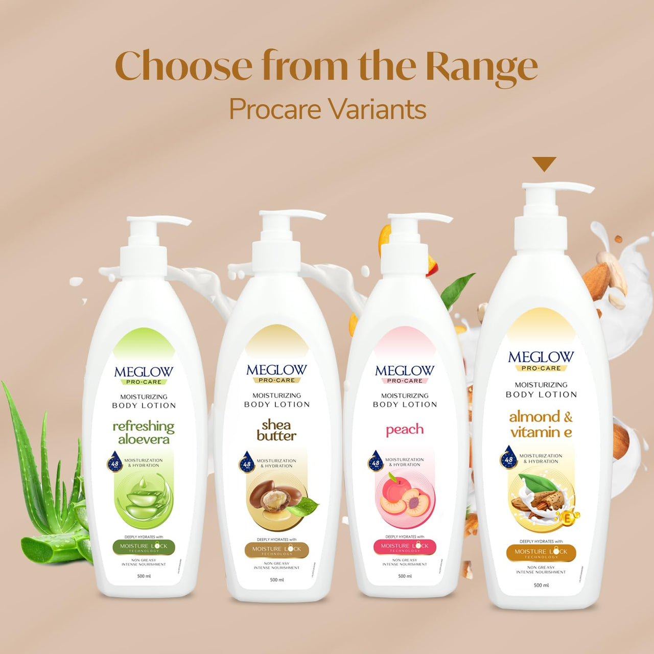 Meglow Pro-Care Moisturizing Body Lotion | Enriched With Shea Butter | Nourished and Smooth Skin | Hydrates & Moisturizes Skin | For Women & Men | Suitable for Normal to Dry Skin - 500mL