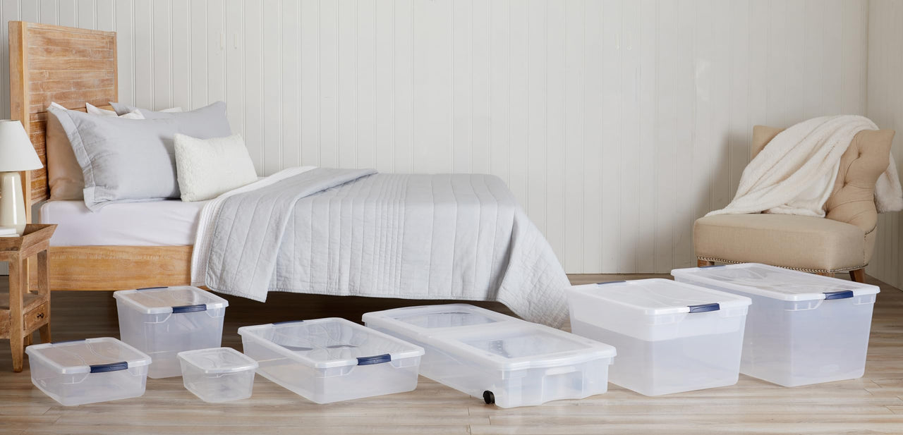 Rubbermaid Cleverstore Under the Bed 70 Qt Wheeled 2-Pack, Clear Storage Bins with Latching Lids, Stackable, BPA-Free, Made in USA Under the Bed - 2 Pack