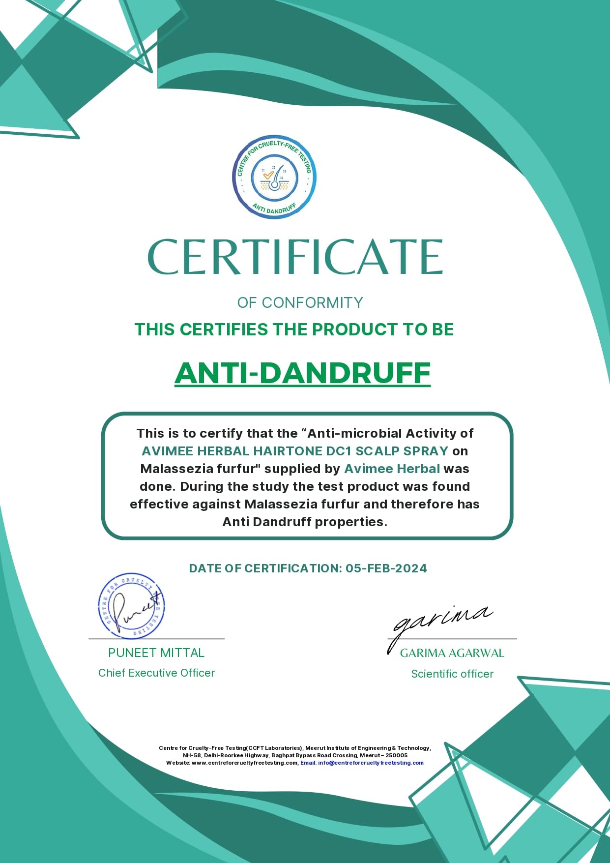 Avimee Herbal Hairtone DC1 Scalp Spray | Fights Severe Dandruff | Prevents Flaky Scalp | Non Greasy Non Oily | 100 ml