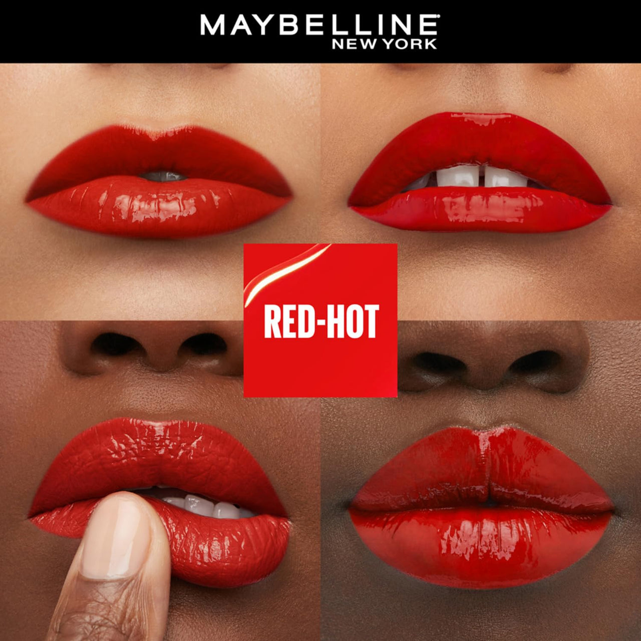 Maybelline Liquid Lipstick, High Shine Gloss, Lasts For 16Hrs, High-Glossy Finish Enriched With Vitamin E & Aloe, SuperStay Vinyl Ink, Red Hot