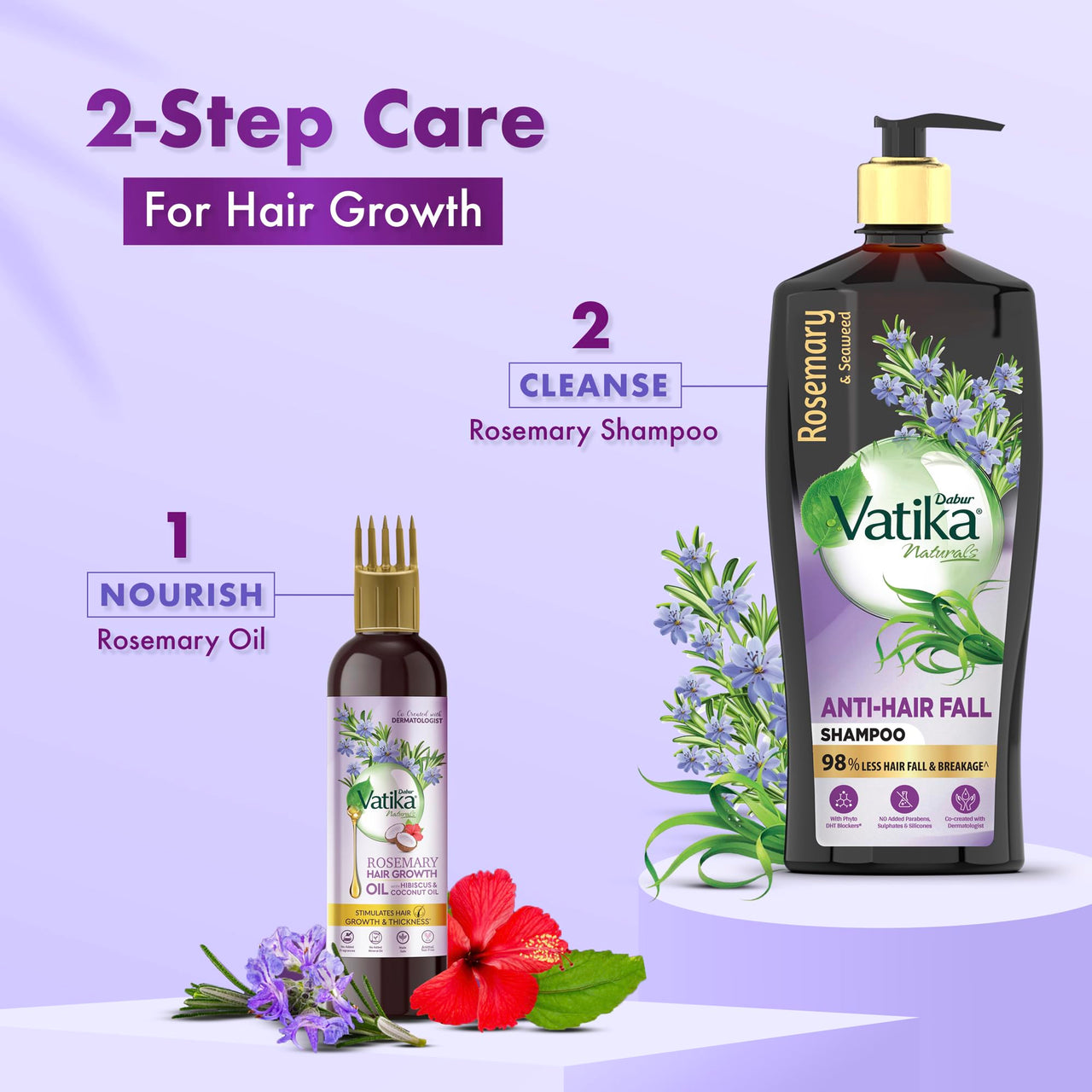 DABUR Vatika Rosemary & Seaweed Anti-Hairfall Shampoo - 640Ml|Reduces Hair Fall|Stimulates Hair Growth And Thickness|Co-Created With Dermatologist|No Sulphates, Silicones & Parabens|Animal Test Free