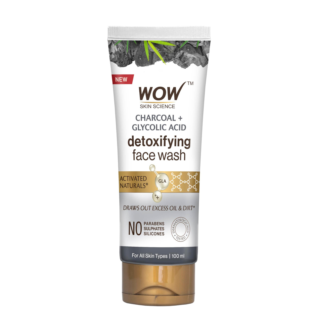 WOW Skin Science Wow Activated Charcoal Infused With Activated Charcoal Beads No Parabens & Sulphate Face Wash (100Ml)