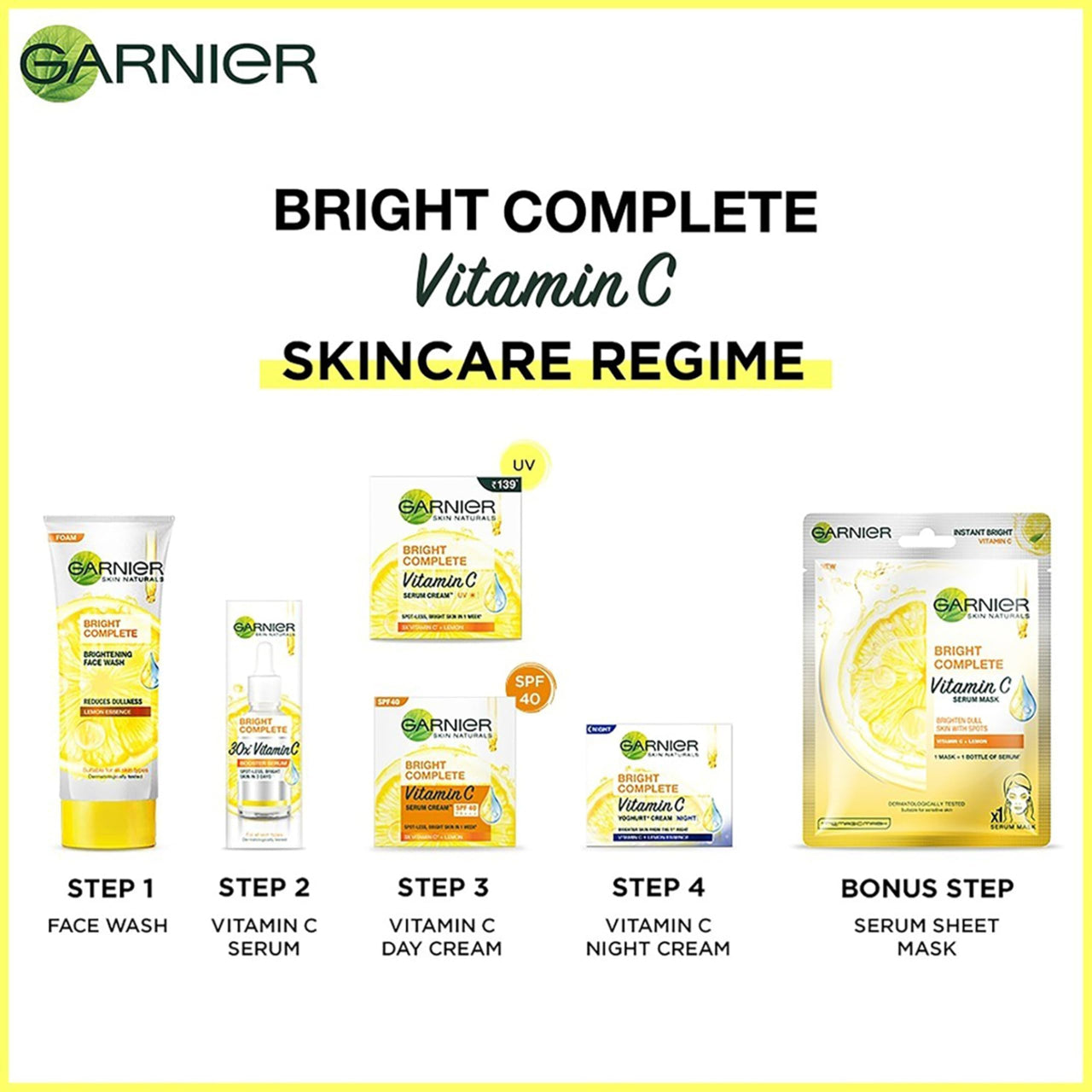 Garnier Skin Naturals, Night Cream, Anti-Dark Spots & Brightening, Bright Complete Vitamin C Yoghurt, 18 g